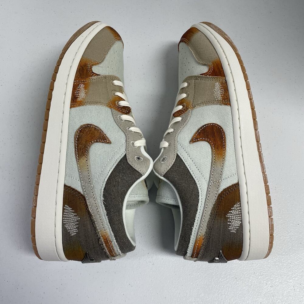 Air Jordan 1 Low Sail Light Bone IM6664 991 Size 10 Distressed Brown Orange Shoe - Picture 6 of 7